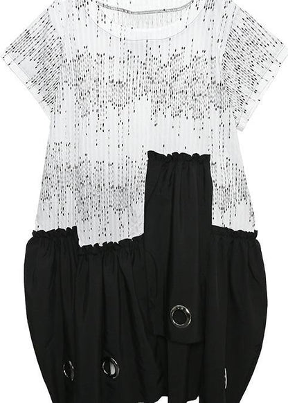 Style White Cotton Dresses Patchwork a Line Summer Dress