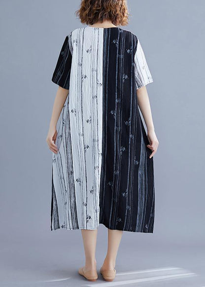 Style White Long V Neck Patchwork Traveling Summer Dress