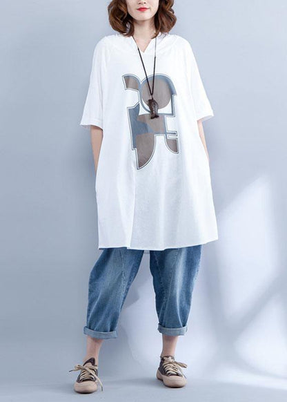 Style White Cotton Long Shirts Prints Daily Summer Shirts