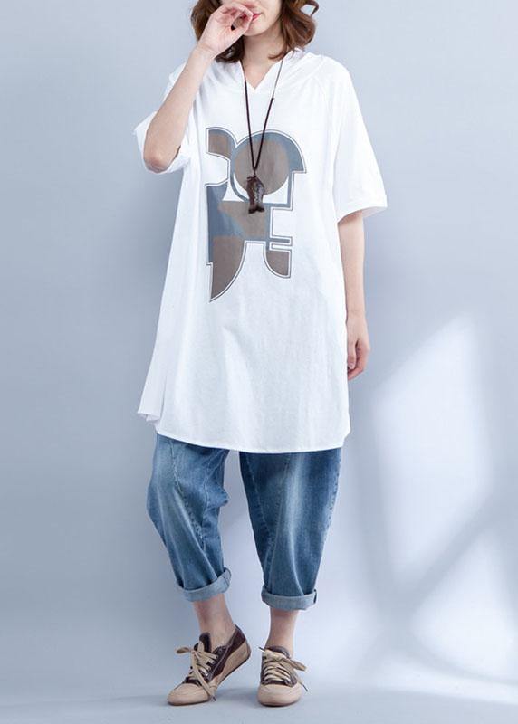 Style White Cotton Long Shirts Prints Daily Summer Shirts