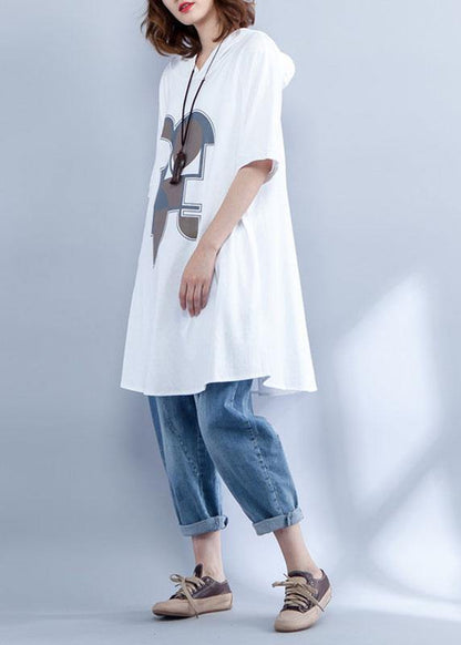 Style White Cotton Long Shirts Prints Daily Summer Shirts