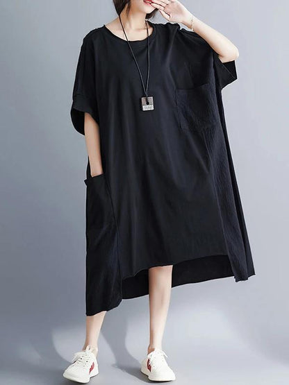 Style White Cotton Quilting Dresses O Neck Low High Design Dresses
