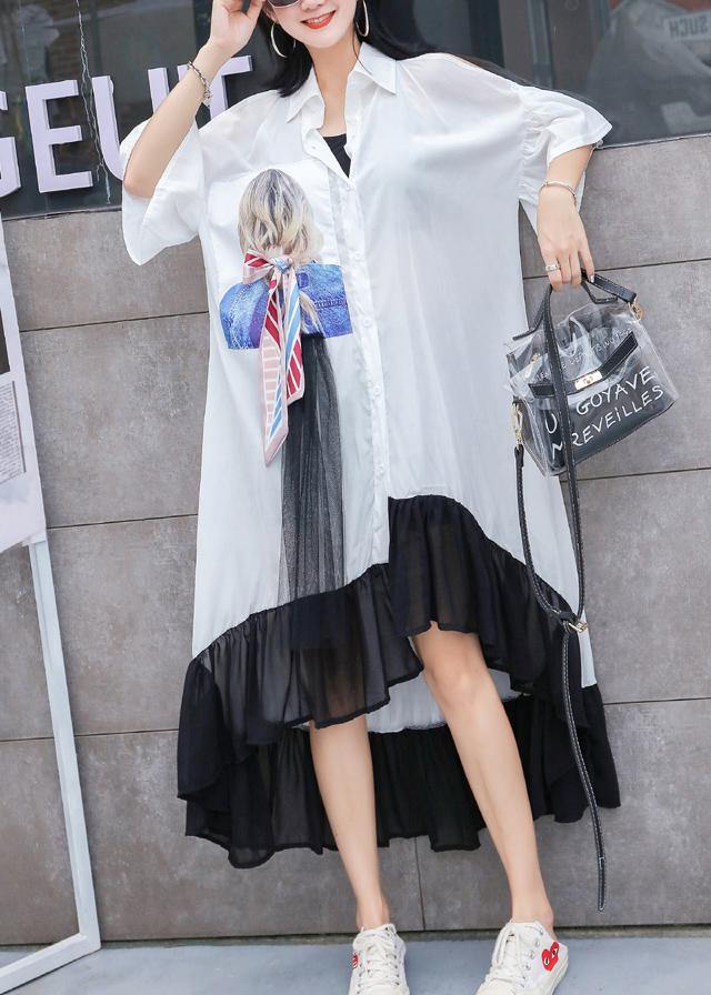 Style White Off the Shoulder Cotton Tunics Asymmetric Hem Maxi Summer Dresses