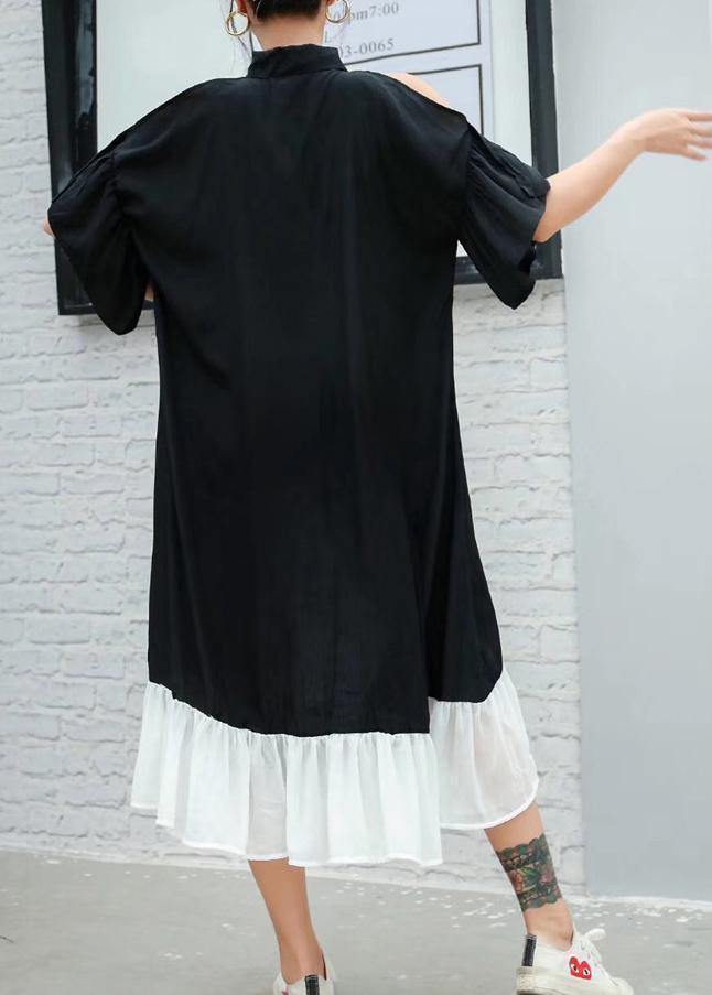 Style White Off the Shoulder Cotton Tunics Asymmetric Hem Maxi Summer Dresses