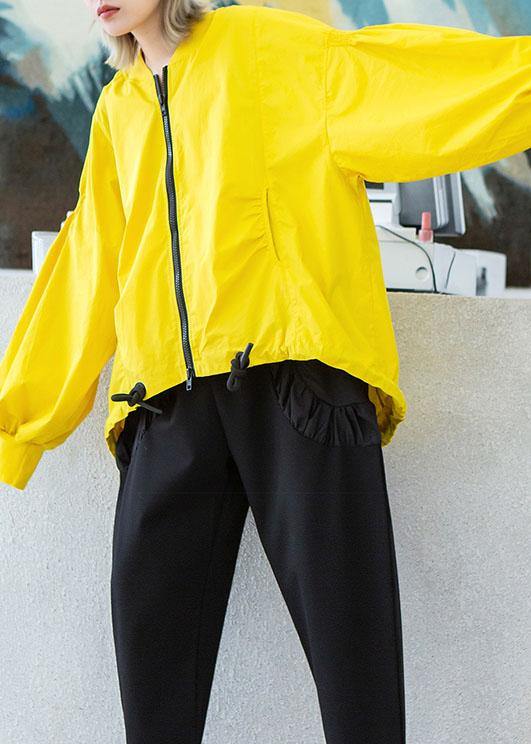 Style Yellow Box Short Coat Photography Drawstring Hem Fall Outwear