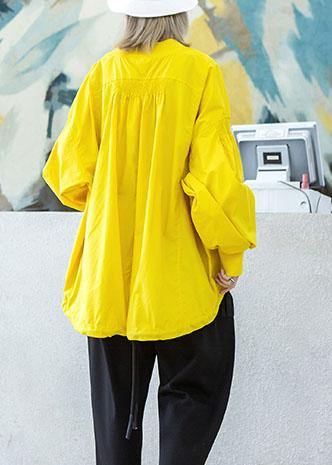 Style Yellow Box Short Coat Photography Drawstring Hem Fall Outwear