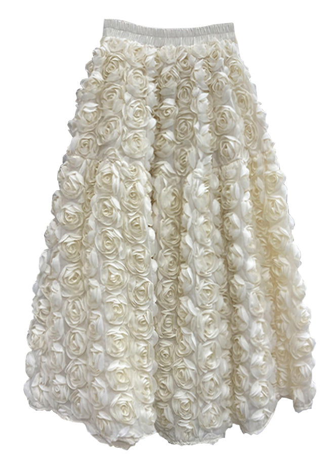 Stylish Apricot High Waist Tulle a Line Skirt Spring
