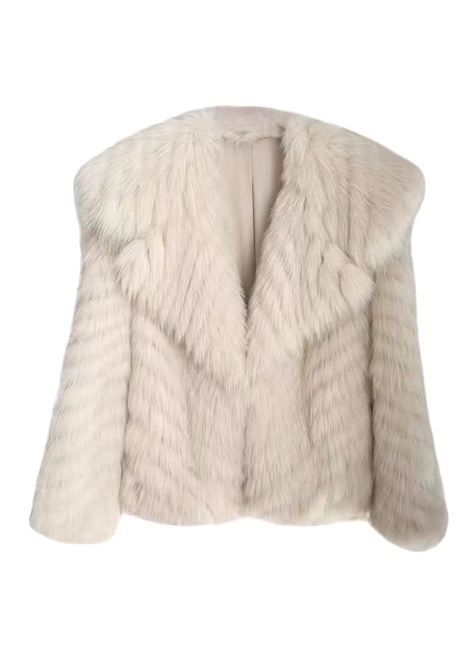 Stylish Apricot Peter Pan Collar Leather and Fur Coats Spring