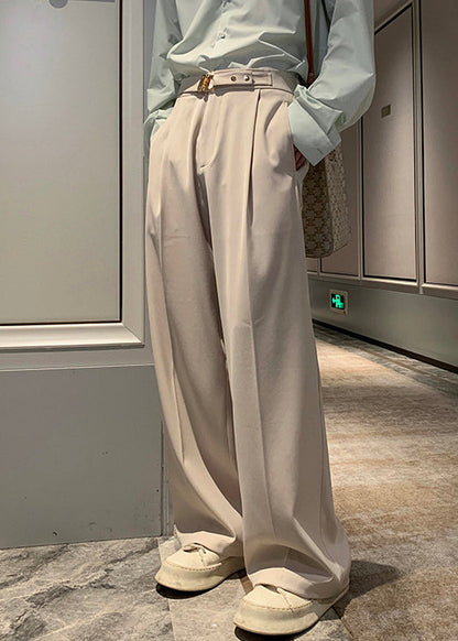 Stylish Apricot Pockets High Waist Spandex Pants Fall