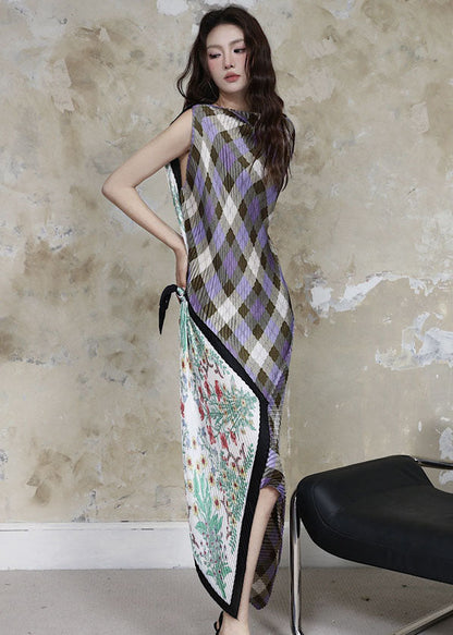 Stylish Asymmetrical Wrinkled Wear on Both Sides Dress Sleeveless