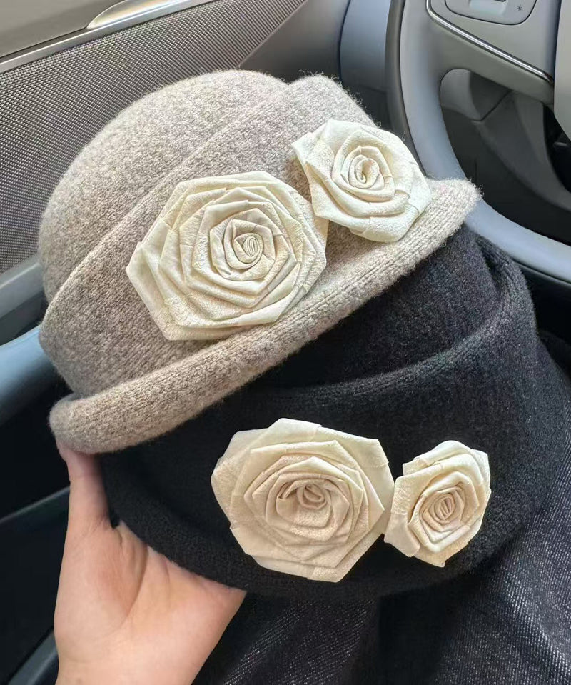 Stylish Beige Woolen Warm Bucket Hat