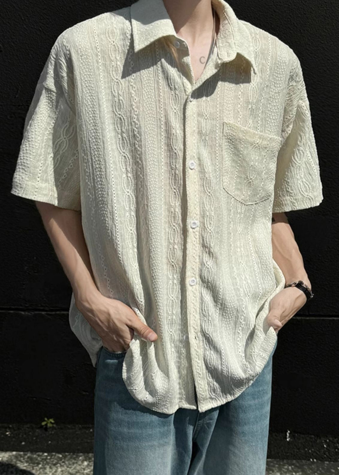Stylish Beige Peter Pan Collar Ice Silk Shirt Summer