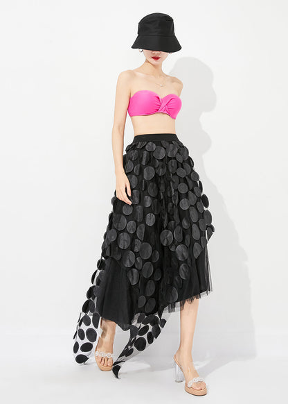 Stylish Black Asymmetrical Exra Large Hem Tulle a Line Skirts Summer