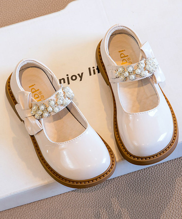 Stylish Black Buckle Strap Nail Bead Kids Loafer Shoes