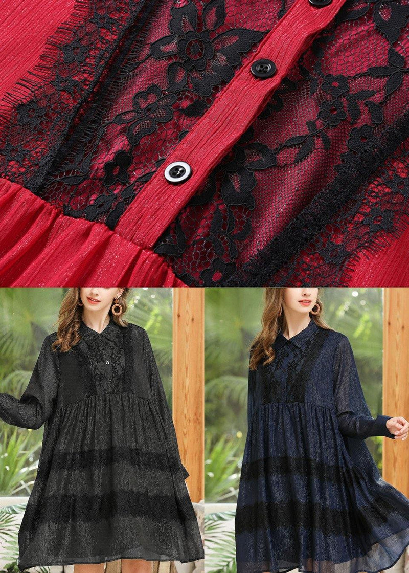 Stylish Black Button Chiffon Summer Dresses