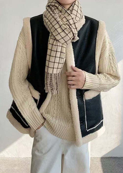 Stylish Black Button Pockets Fleece Wool Lined Waistcoat Sleeveless
