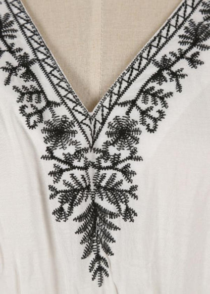 Stylish Black Embroideried Long Sleeve Kimono Robe Maxi Summer