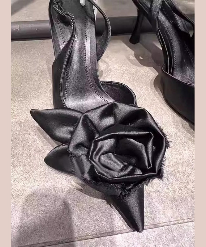 Stylish Black Splicing High Heel Sandals Pointed Toe