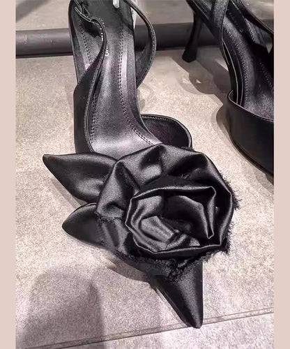 Stylish Black Splicing High Heel Sandals Pointed Toe