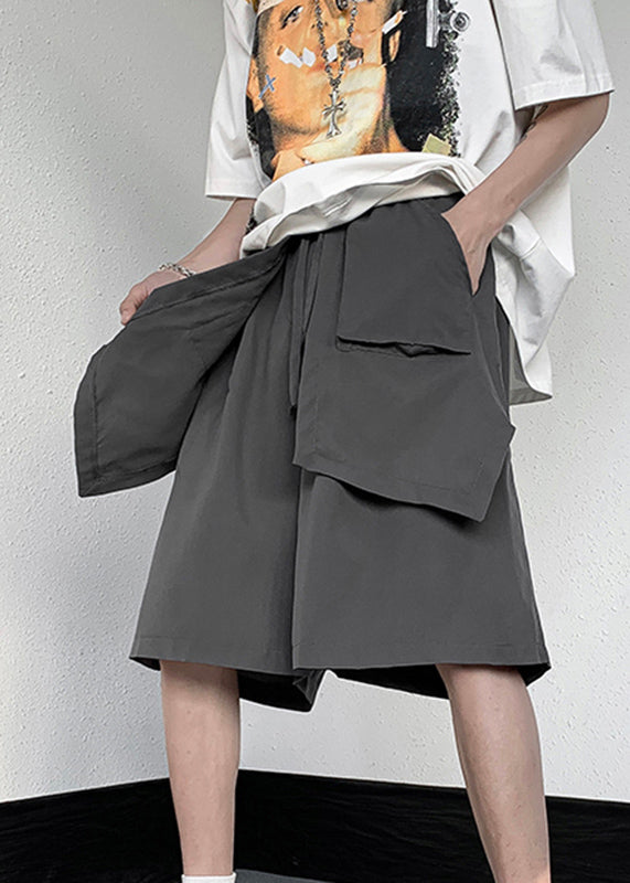 Stylish Black Patchwork Tie Waist Wide Leg Pants Summer