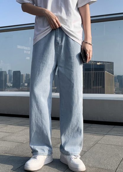Stylish Black Pockets Patchwork Denim Pants Trousers Fall