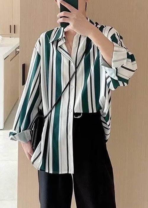 Stylish Black Striped Button Cotton Shirts Spring
