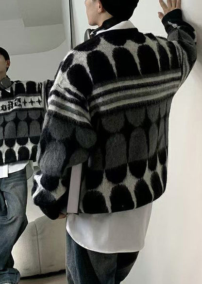 Stylish Black Striped Letter Cozy Knit Sweaters Spring
