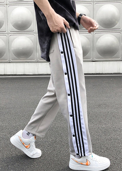 Stylish Black Striped Side Open Cotton Pants Clothing Summer