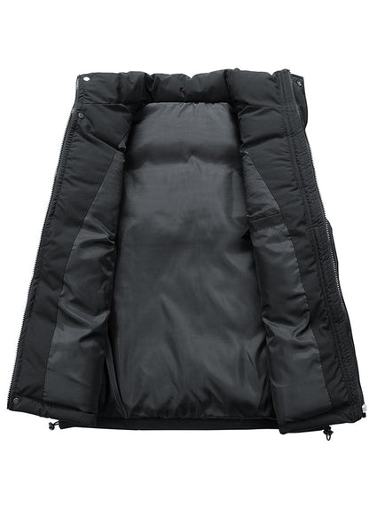 Stylish Black Zip Up Thick Fine Cotton Filled Vests Clothing Winter