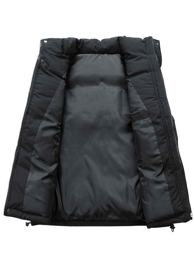 Stylish Black Zip Up Thick Fine Cotton Filled Vests Clothing Winter