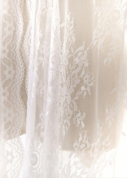 Stylish Black Tie Waist Kimono Robe Maxi Summer Lace Cardigans