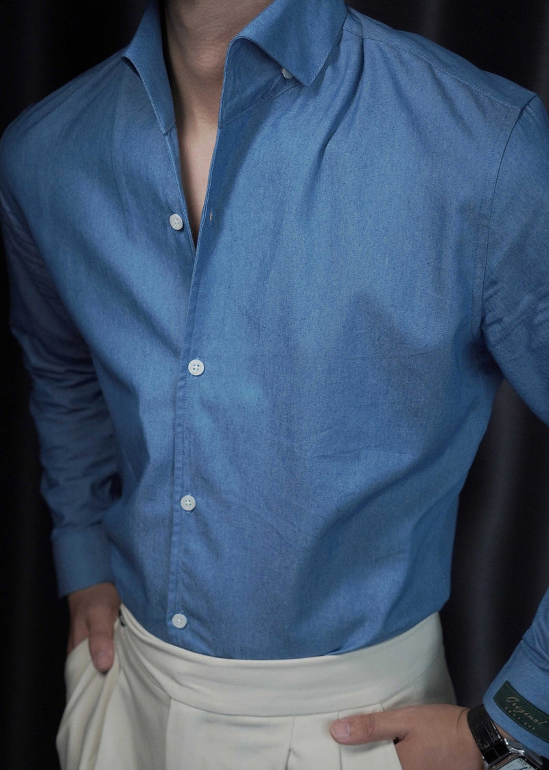 Stylish Blue Peter Pan Collar Button Denim Shirts Fall