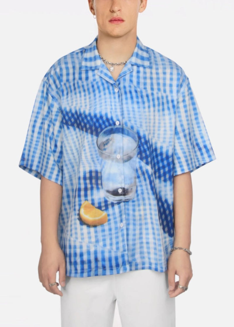 Stylish Blue Plaid Print Cotton Shirts Summer