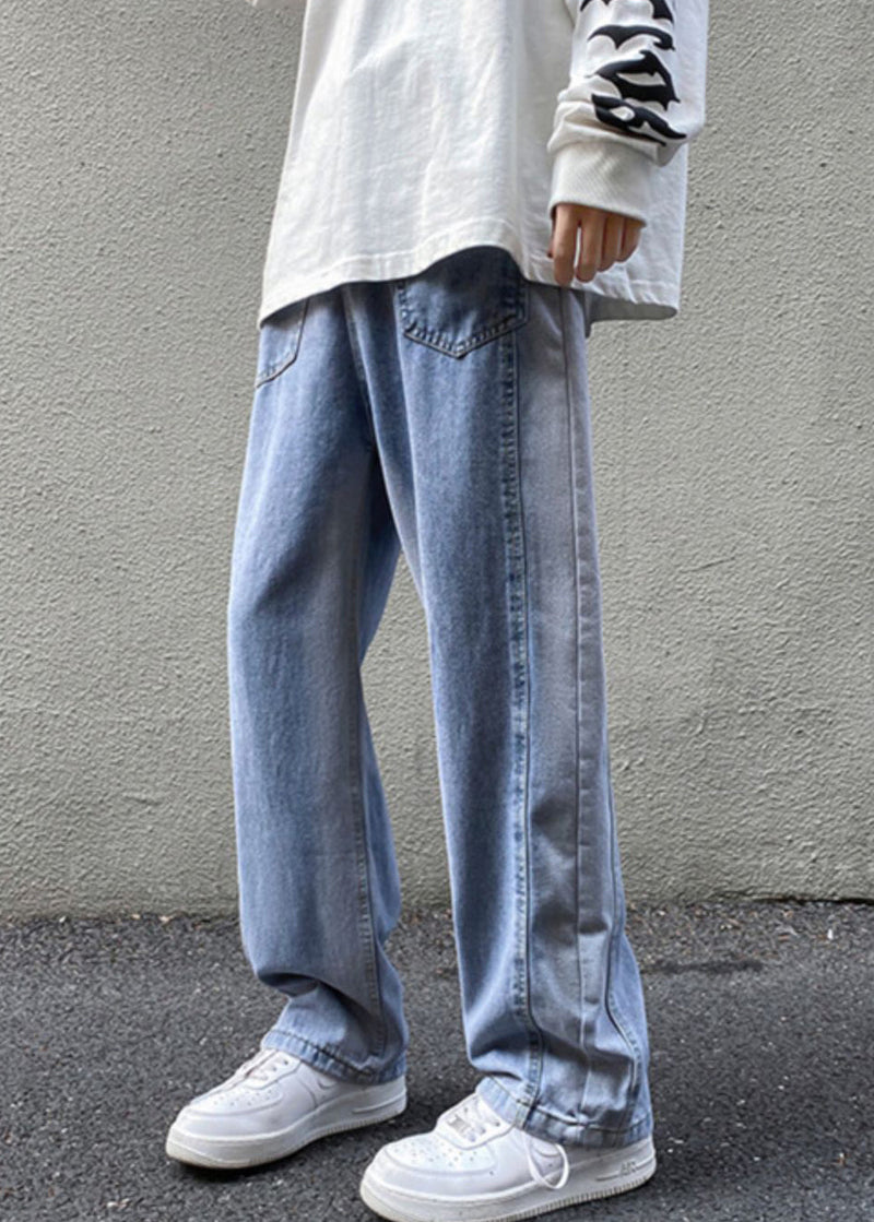 Stylish Brown Gradient Pockets Denim Pants Fall