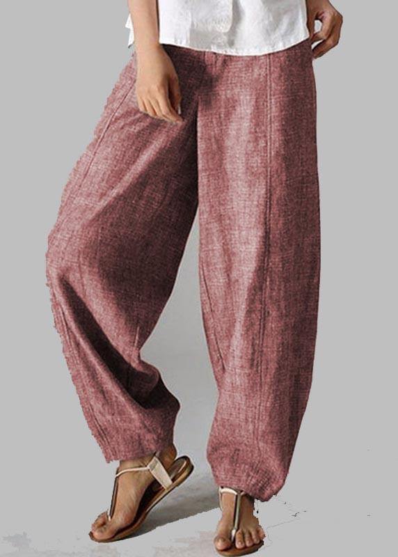 Stylish White Bamboo Pockets Cotton Harem Wide Leg Pants Summer