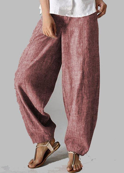 Stylish Yellow Polka Dots Pockets Cotton Harem Wide Leg Pants Summer