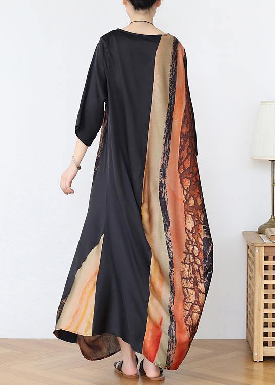 Stylish Chocolate Print Chiffon Loose Summer Vacation Dresses