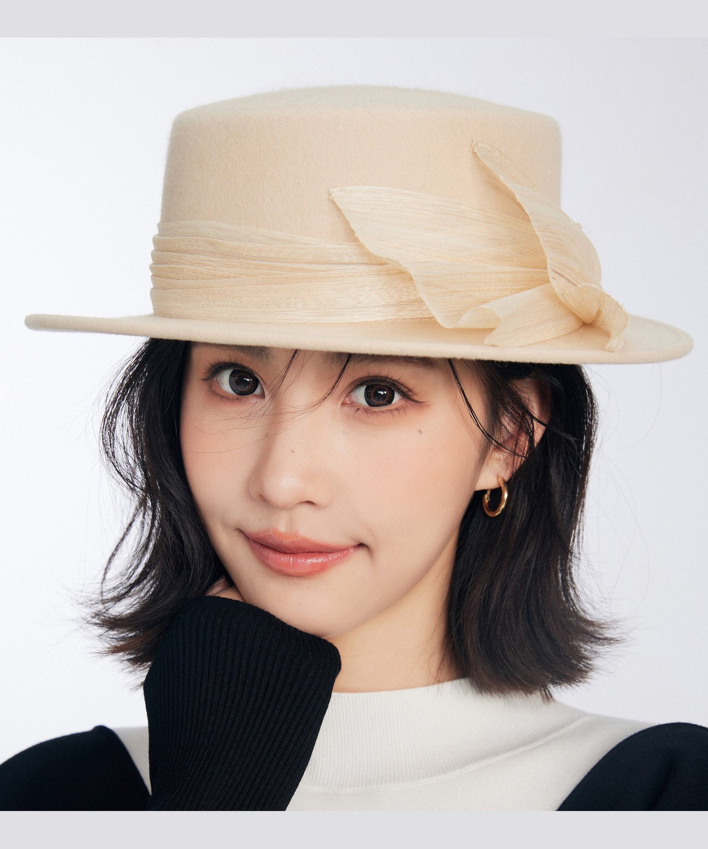 Stylish Classy Black Decorated Versatile Woolen Cloche Hat