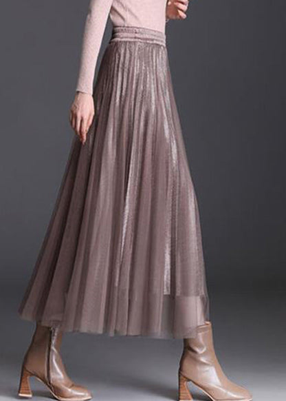 Stylish Chocolate Draping Tulle a Line Skirts Spring