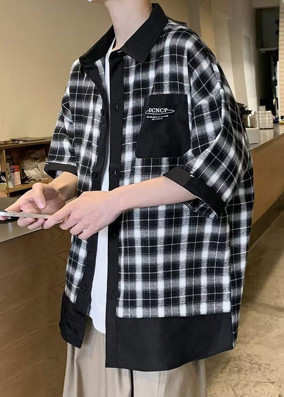 Stylish Coffee Plaid Button Cotton Shirts Summer