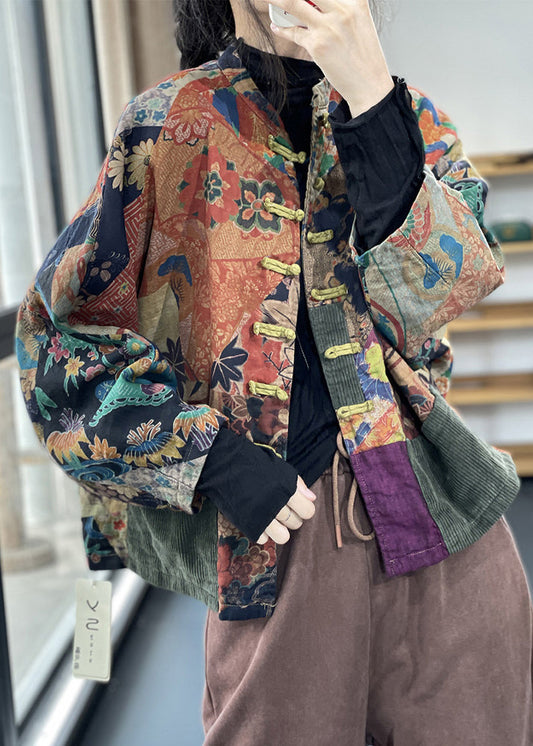 Stylish Colour Stand Collar Pockets Linen Coats Long Sleeve