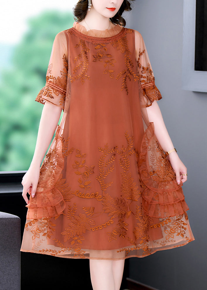 Stylish Green Print Patchwork Tulle Mid Dresses Summer