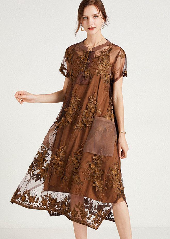 Stylish Khaki Button Pockets Summer Two Pieces Set Short