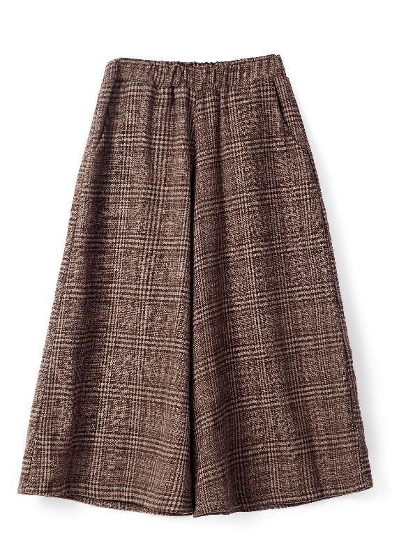 Stylish Khaki Loose Pockets Wide Leg Fall Pants