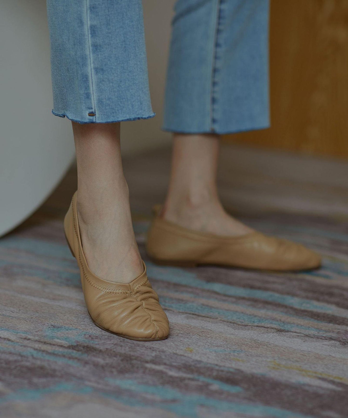 Stylish Khaki Pointed Toe Flats Shoes