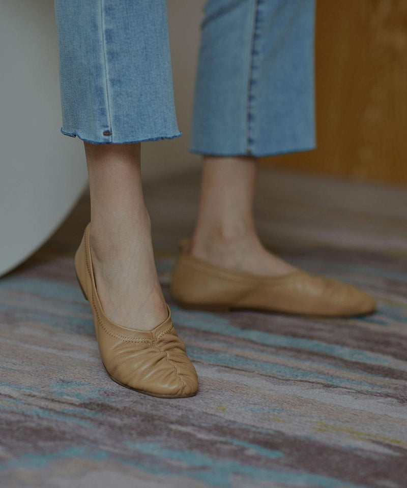 Stylish Khaki Pointed Toe Flats Shoes