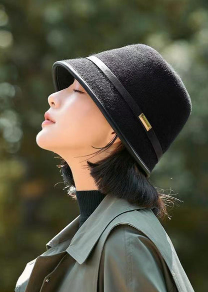 Stylish Light Coffee Autumn and Winter Warm Woolen Bucket Hat