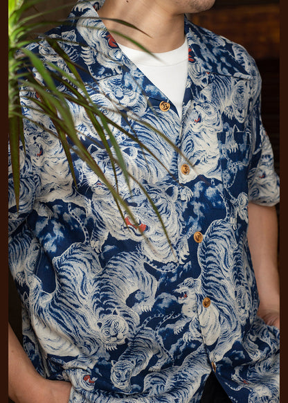 Stylish Navy Peter Pan Collar Animal Cotton Shirts Summer