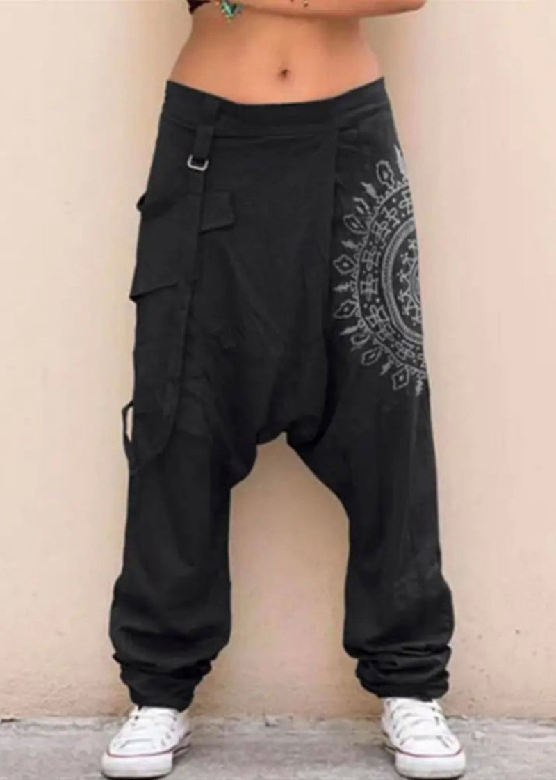 Stylish Navy Plaid Original Design Cotton Harem Pants Summer