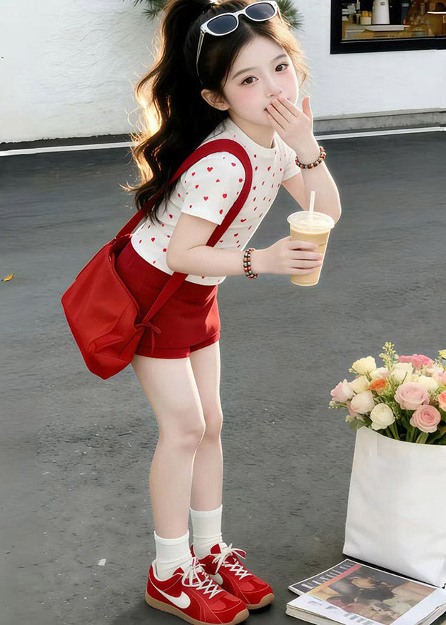 Stylish O-neck Dot Print Top and Pants Skirt Two Pieces Set Summer
